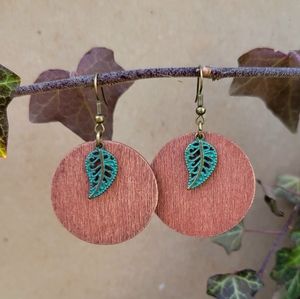 Handmade Bohemian Style Wood Disc Earrings